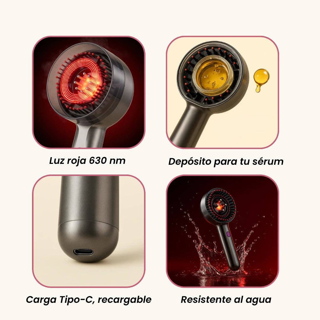 Masajeador Capilar de Luz Roja 3 en 1 Anticaida