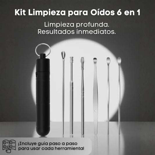 Kit Profesional Limpieza Oídos 6 en 1 con Tecnología 360° Anticerumen