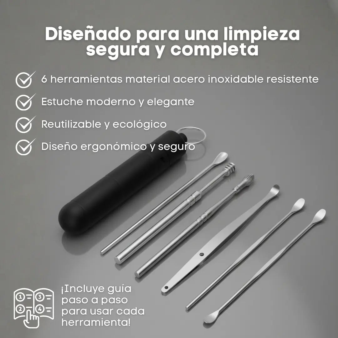 Kit Profesional Limpieza Oídos 6 en 1 con Tecnología 360° Anticerumen