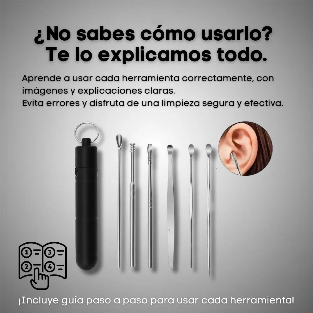 Kit Profesional Limpieza Oídos 6 en 1 con Tecnología 360° Anticerumen