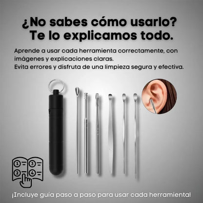 Kit Profesional Limpieza Oídos 6 en 1 con Tecnología 360° Anticerumen