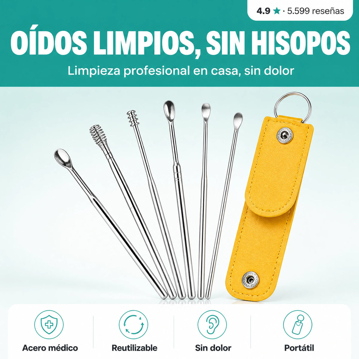 Kit Profesional 6 en 1 de Limpieza de Oídos