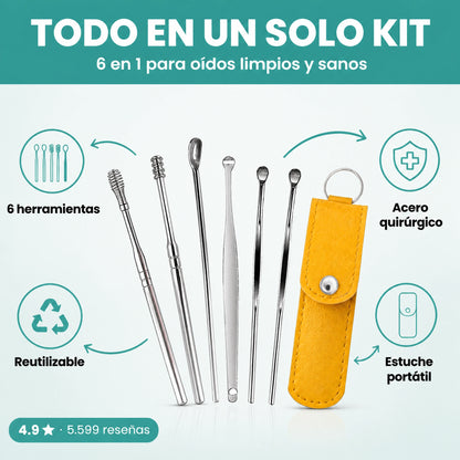 Kit Profesional 6 en 1 de Limpieza de Oídos